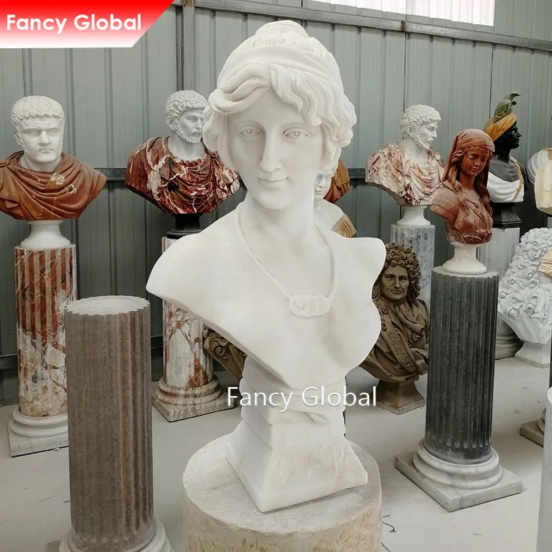 FANCY Custom Natural Stone Famous Marble Lady Head Bust Sculpture Statue