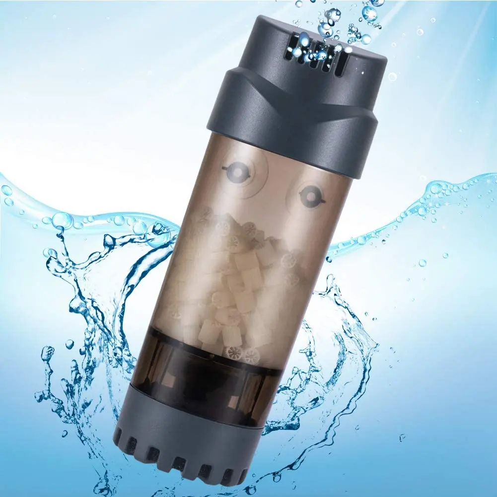 AQQA Aquarium Fluidized Moving Bed Filter, Fish Tank Bubble Bio Filter Media with Air Stone Dissolved Oxygen