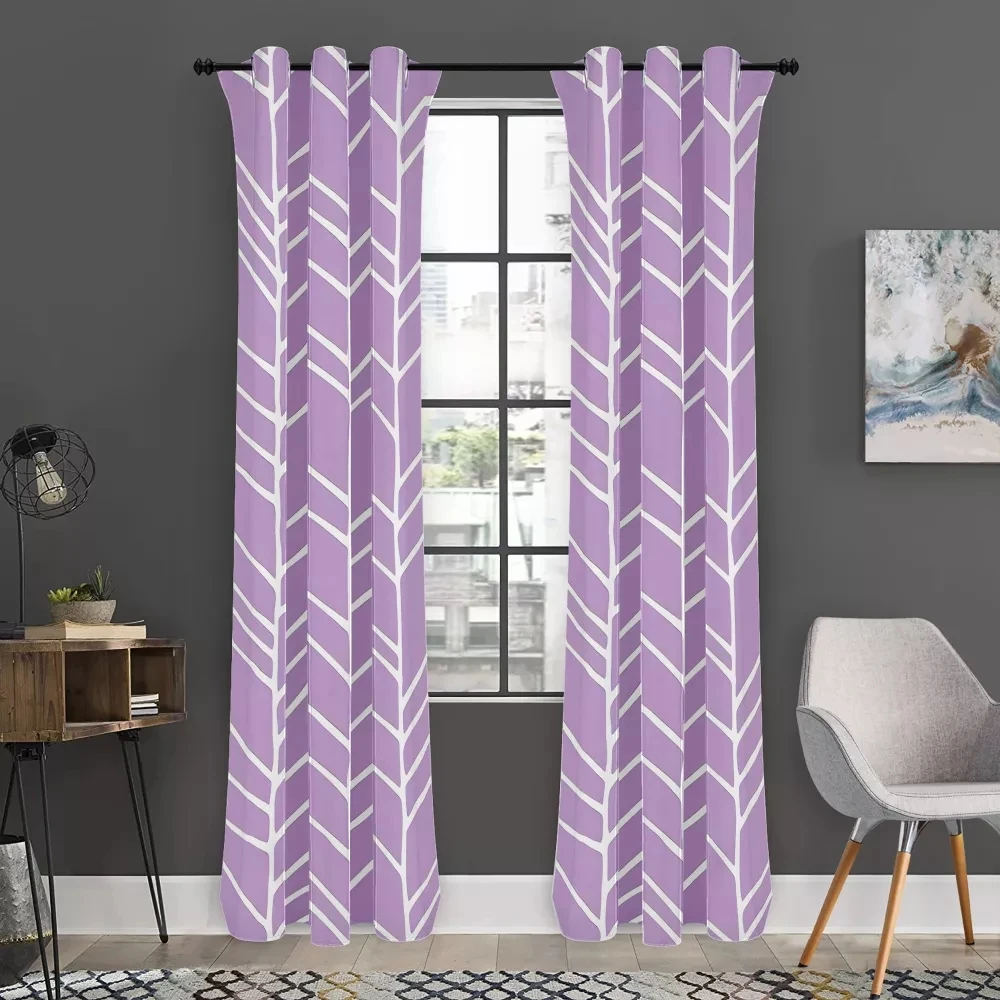Curtain 2021 Luxury Drapes Lilac Crazy Chevron Herringbone Geometric Pattern Custom Curtain for Window Room MOQ 1
