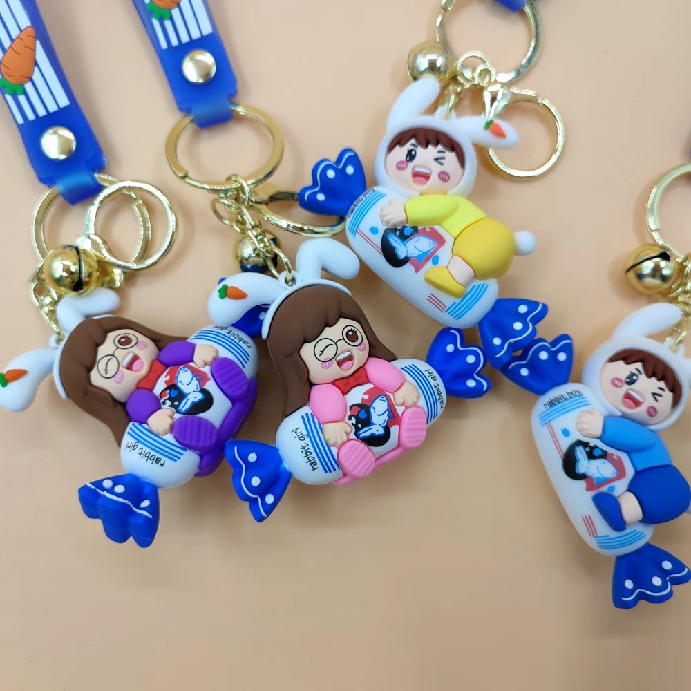 FOCUS Custom 3D Keychain PVC Rubber Keychain Cartoon Dolls Backpack Accessory Kids Cute Key Rings Promotional Gift
