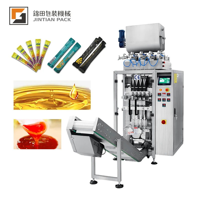 High speed multi-lanes hot sealing liquid honey stick packing machine