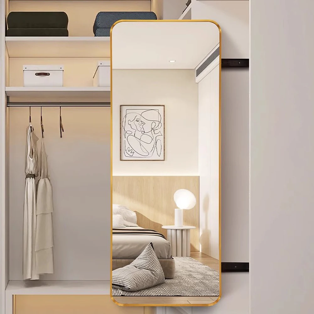 Push-able Explosion-Proof Aluminum-Framed Full Length Dressing Mirror with Mute Slide