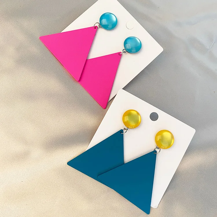 LXESE6810 New fashion high quality candy color triangle earrings exaggerated earrings