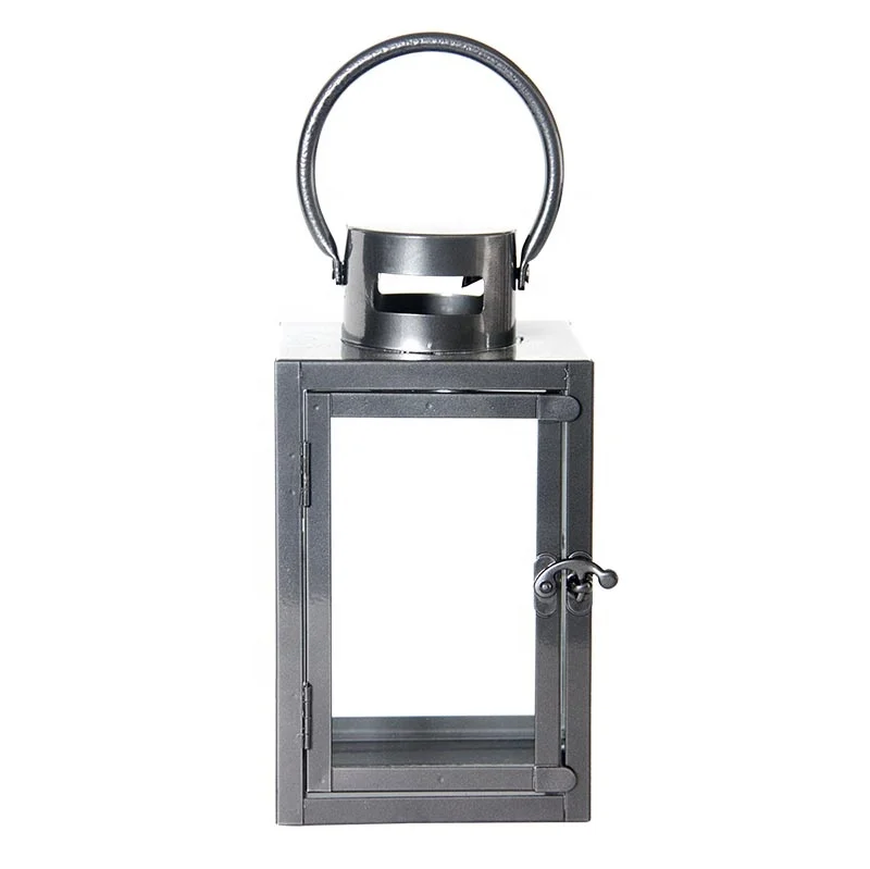 wholesale outdoor home decorative wedding memorial hanging candlestick with led mini steel glass holder candle lantern
