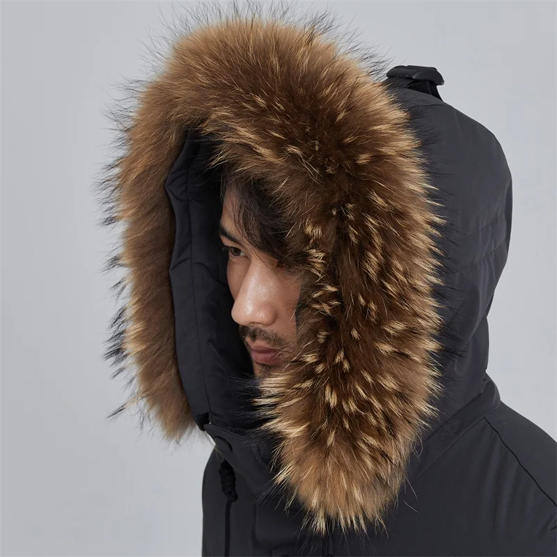 Теплое и толстое зимнее пуховое пальто с меховым воротником Мужская пузырчатая куртка