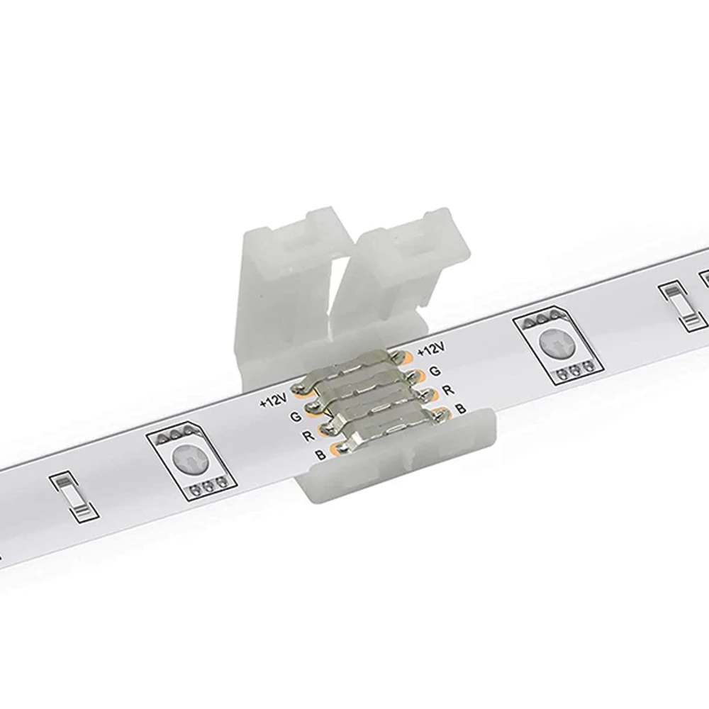 DIY 4 Pin 20 PCS Solderless Adapter Clips 10mm Wide Led Connector for SMD 5050 LED Strip Light