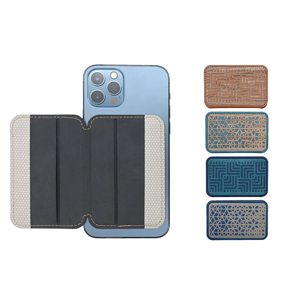 PU Leather Magnetic Cell Pocket Card Holder With Support Stand Foldable Mobile Phone Wallet Case Card Bracket Holder
