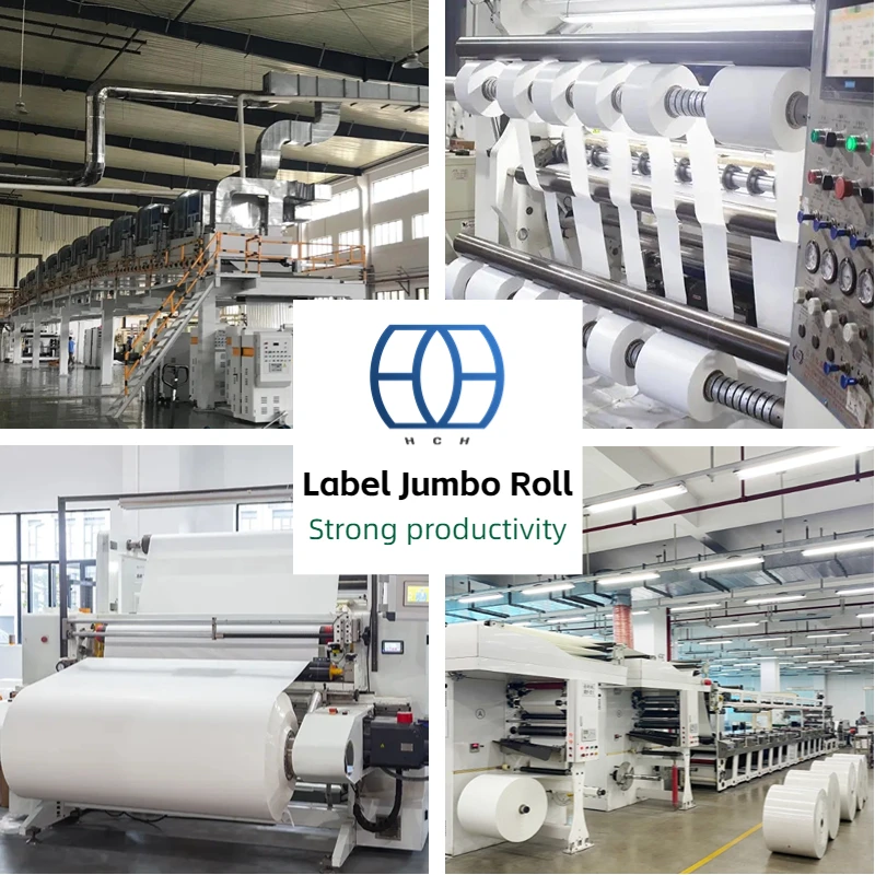Factory direct sales bright silver jumbo label roll self adhesive pp material in rolls