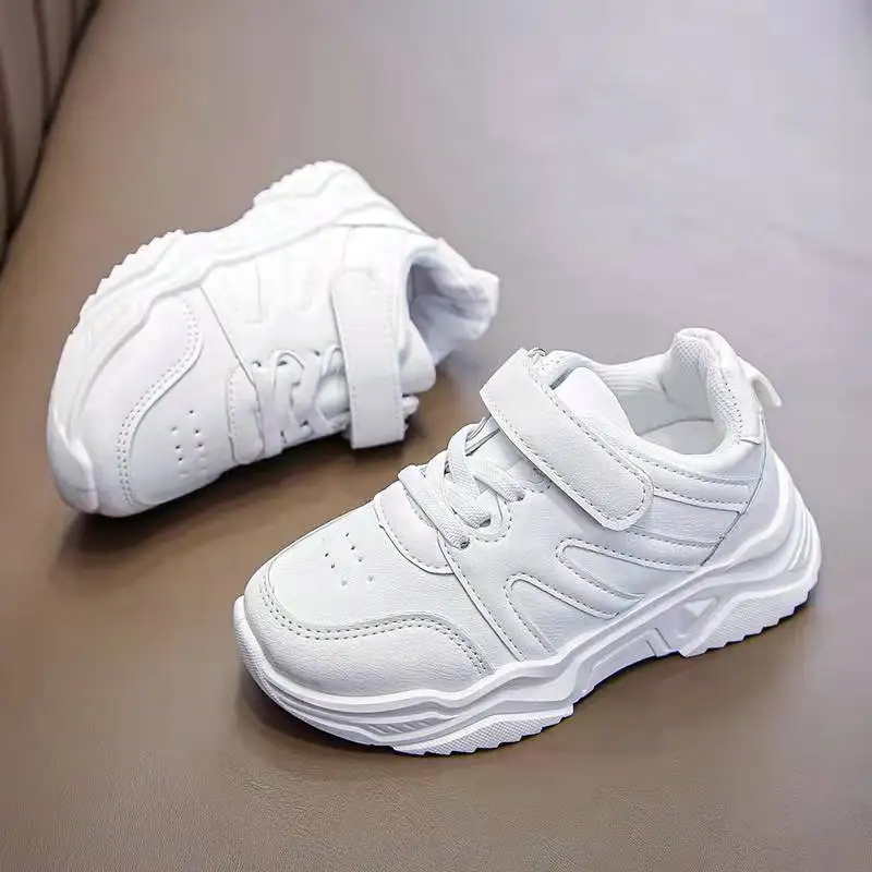 Unisex Footwear Sport Sot Sole Whole White Leather School Students Kids Casual Shoes