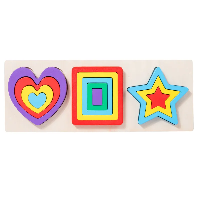 Customized Wooden Geometric Shape Modeling Cognition Matching Board Baby Digital Learning Wholesale Wooden Puzzle