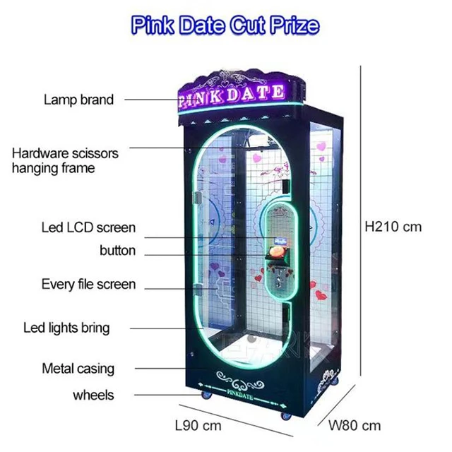 Neofuns Pink Date Coin Operated Games Barber Cut Ur Prize Cutting Game Scissors Gift Vending Machine For Sale