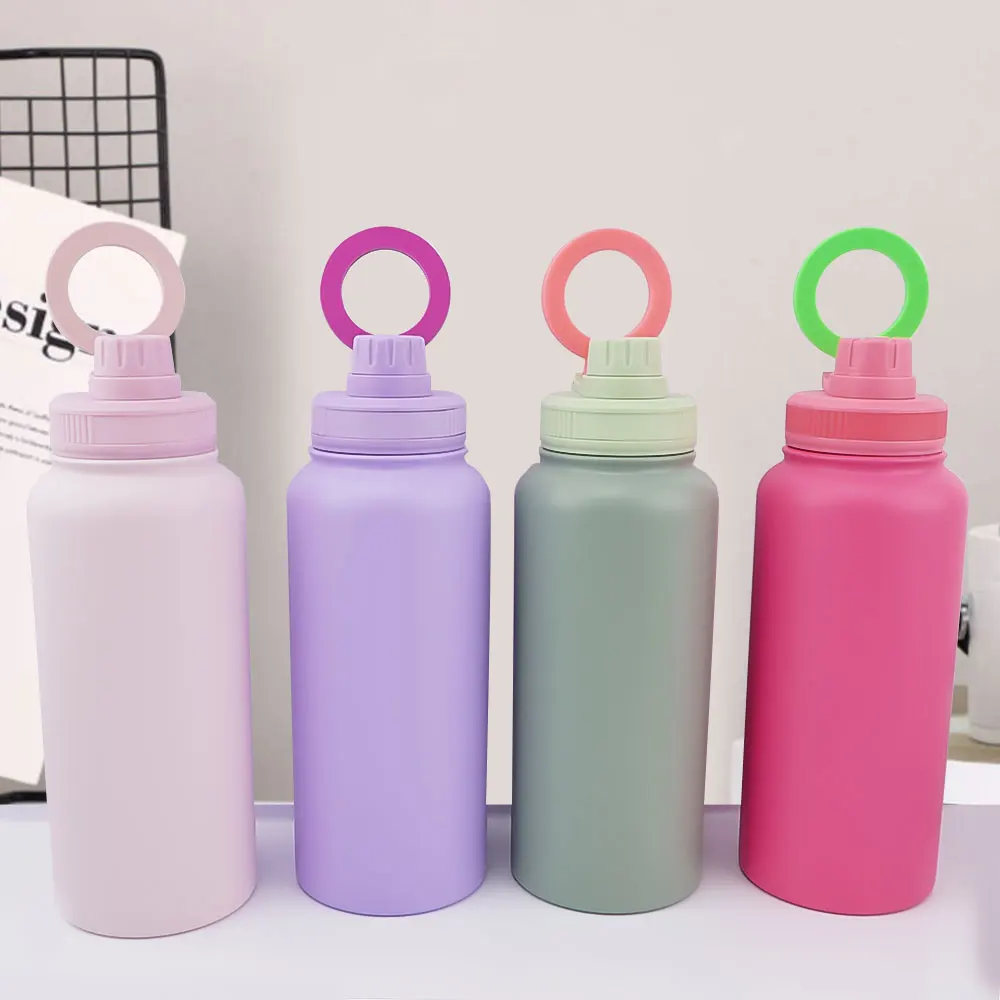 32oz wide mouth Smart Magnetic cup flask double stainless steel thermos water bottle magnetic ring with leakproof  lid 18/8