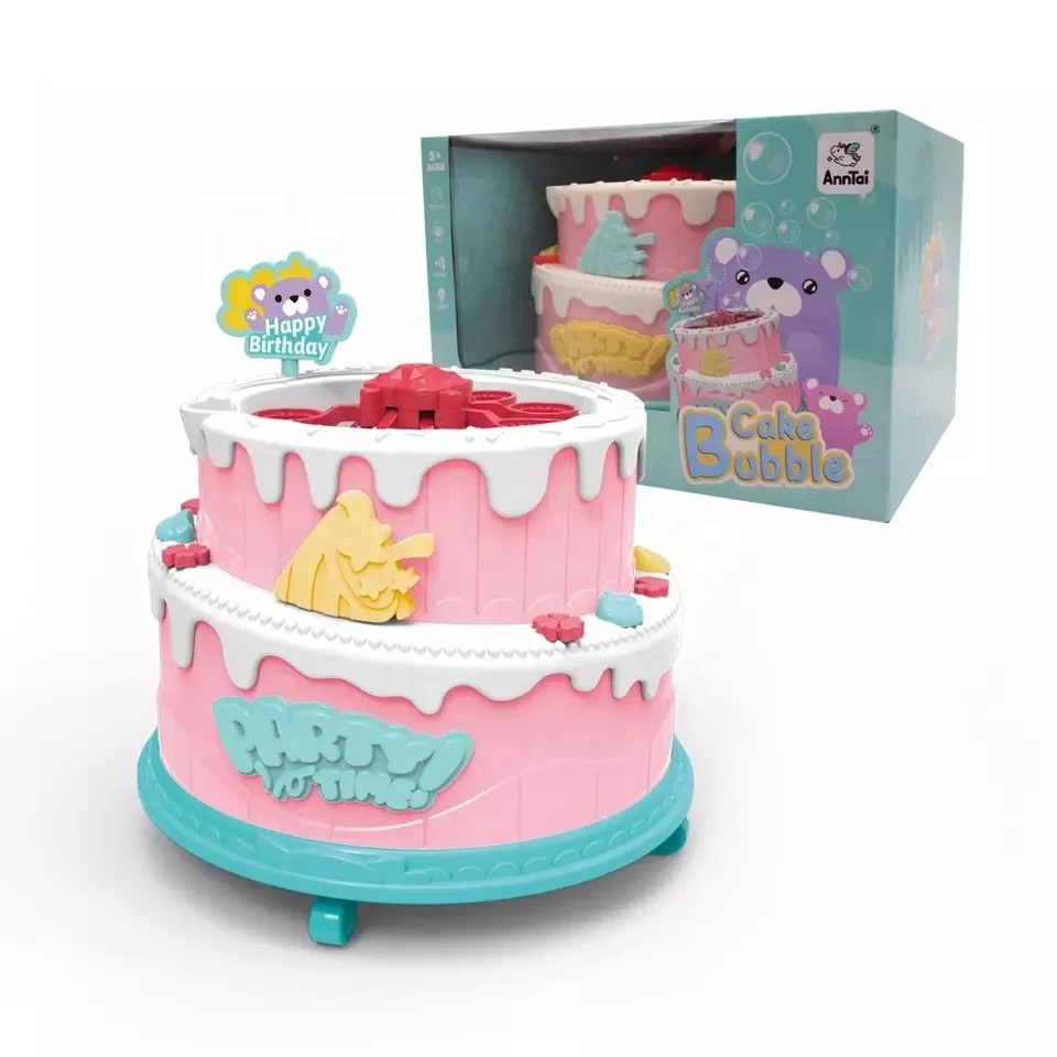 Automatic Bubble Cake with Lights and Musical Play House Toys Celebration Cake Birthday Toy For Kids Pretend Play Toy