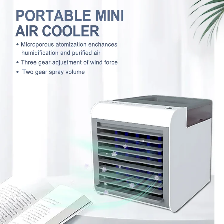 Mini USB Portable Air Cooler Fan Air Conditioner Light Desktop Air Cooling Fan Humidifier Purifier for Office Bedroom