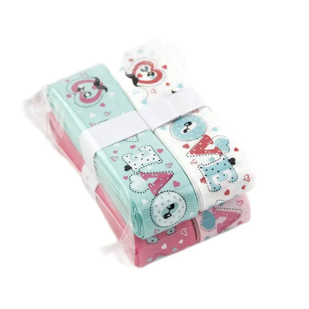 Wholesale Manufacturer Suppliers Custom Logo Small Rolls Gift Decorative Design Printed Polyester Solid Color Grosgrain Ribbon