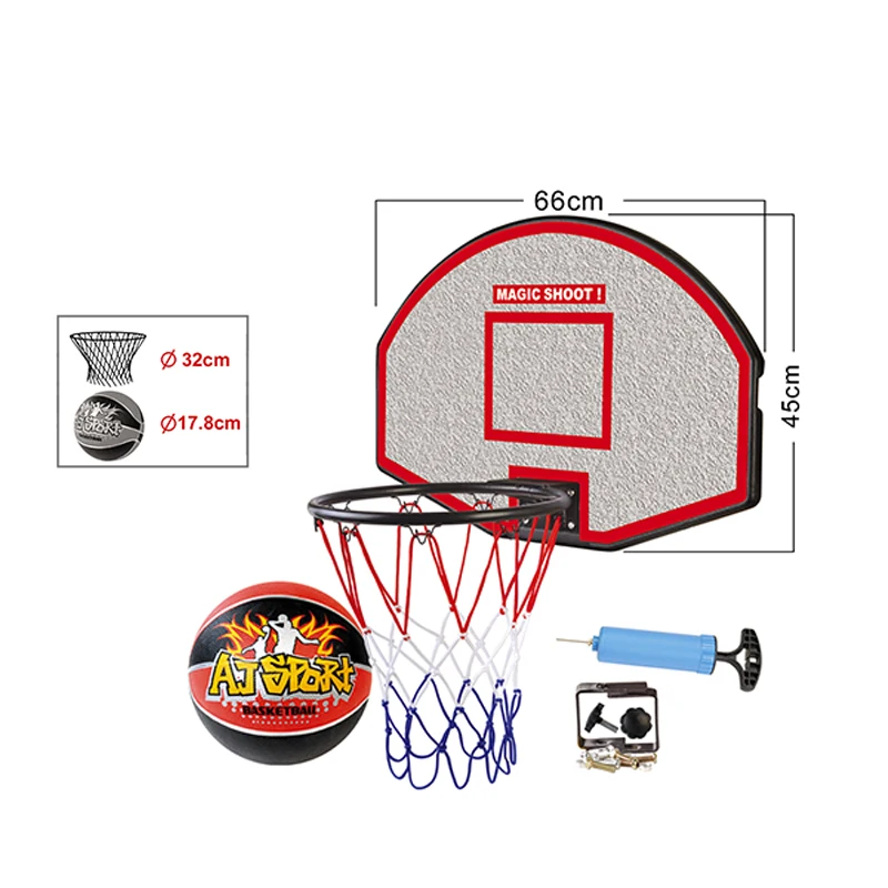 PE basketball board steel rim Mini Basketball Hoop With Ball and Hand Pump