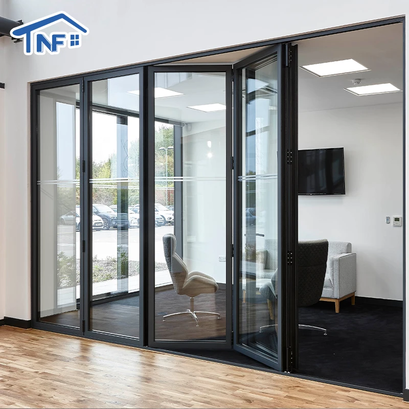 Custom popular waterproof outdoor patio accordion doors  exterior aluminum glass fold doors