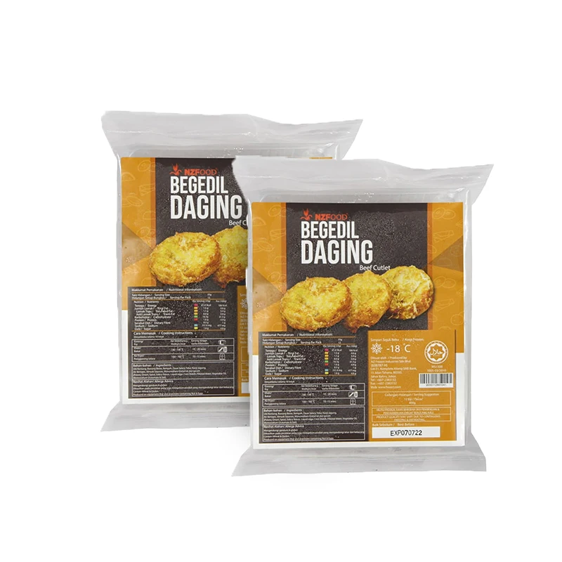 High Quality Factory Price Malaysia Halal Tasty NZ Beef Cutlet Crispy Texture with Fresh and Juicy Beef Filling