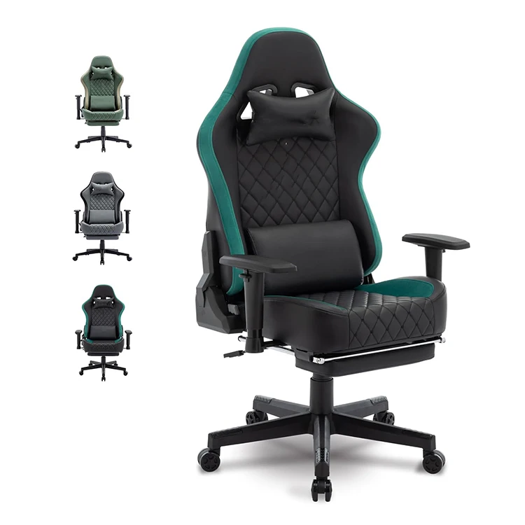 Custom Anji Cheapest Recliner Speaker 4d Massage Silla Gamer Grey Racer Racing Computer Game Chair Gaming Chair with Footrest