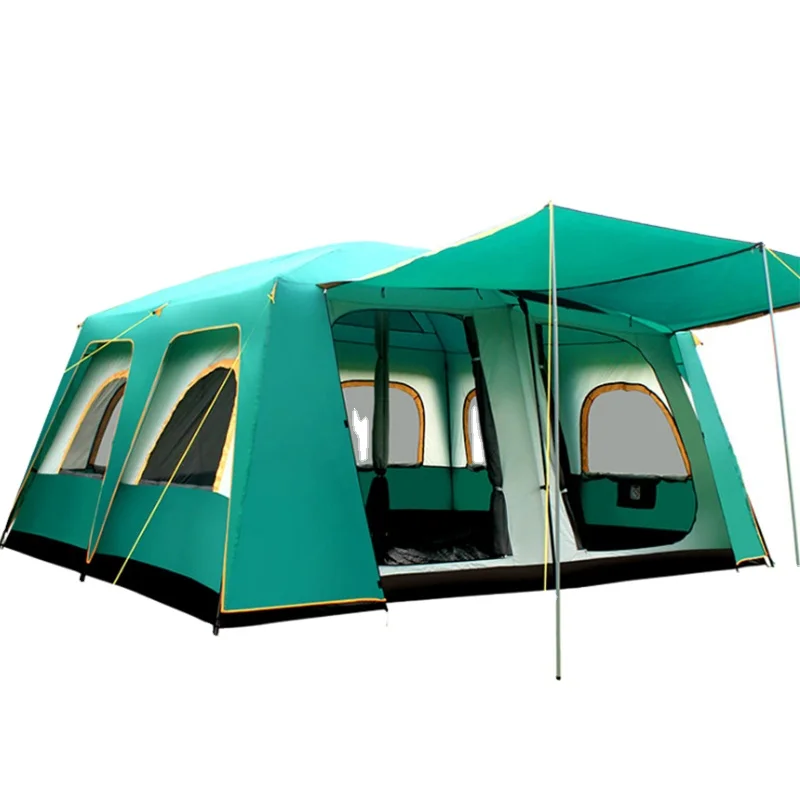 Hot selling double layer camping waterproof outdoor 8-12 person family tents large 4 season tent