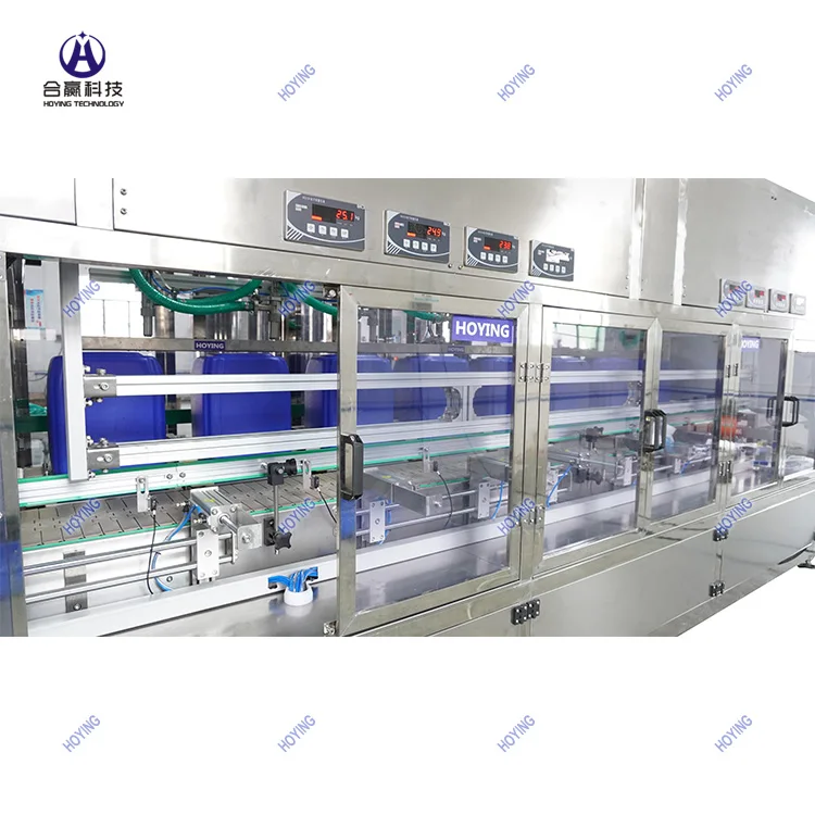 HOYING HYCZ-08 full automatic motor oil packaging machine 20/25 litres drum/bucket/jerry can filling machine by weight dosing