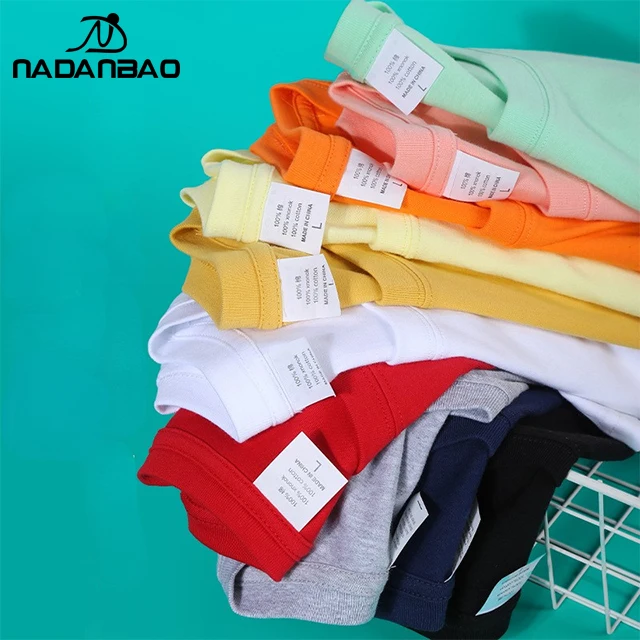 NADANBAO High Quality Wholesale Custom T shirt Solid Color Loose Short Sleeves Tshirt Full Cotton Vintage Men T Shirt