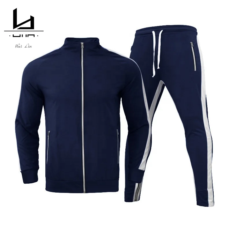 casual jacket and jogger pant for men polyester fabric gym fitness set new fashion clothing with draw strings two pieces men set