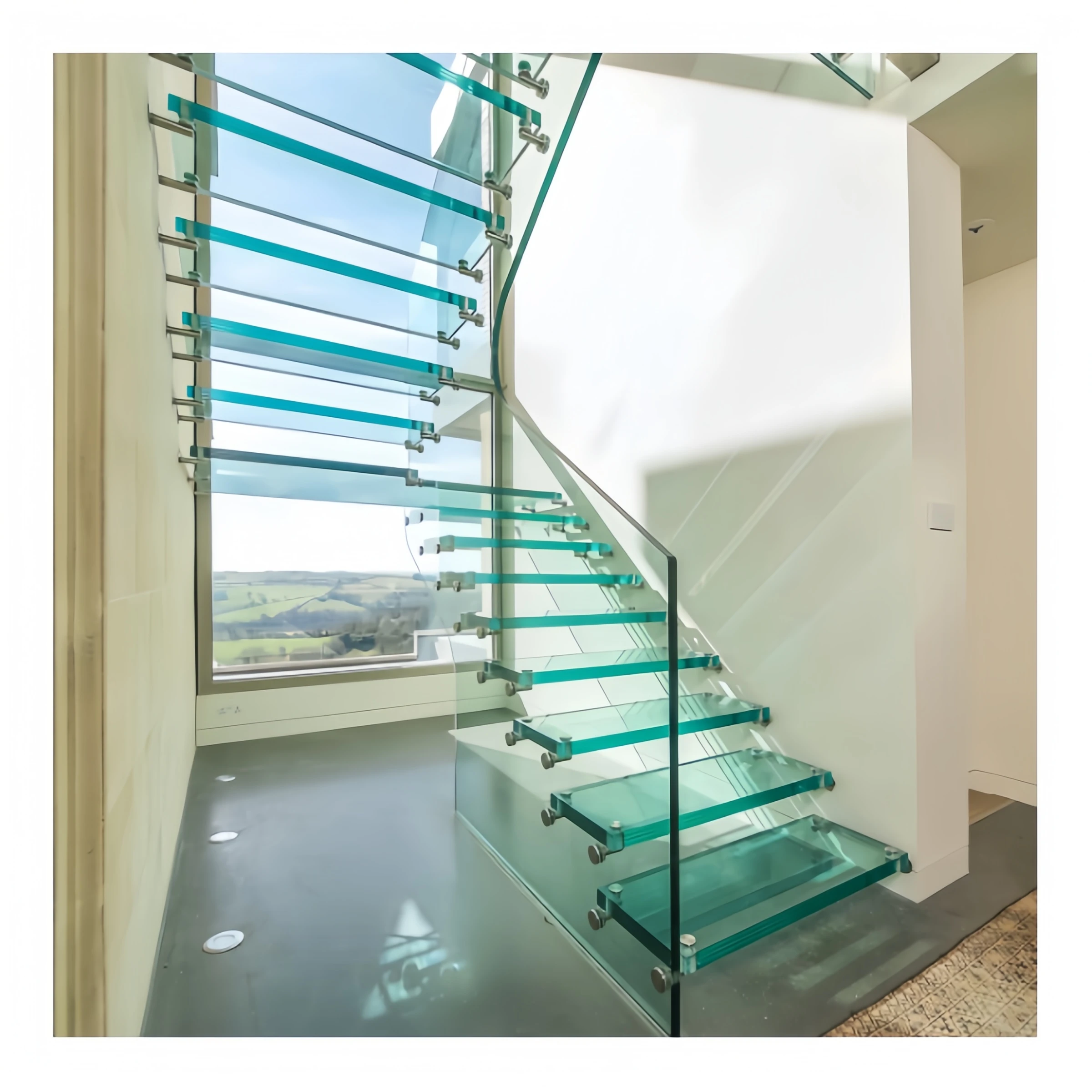 Tanlong Стеклянная Лестница современный дизайн скрытый Стрингер закаленное многослойное стекло плавающие прямые лестницы