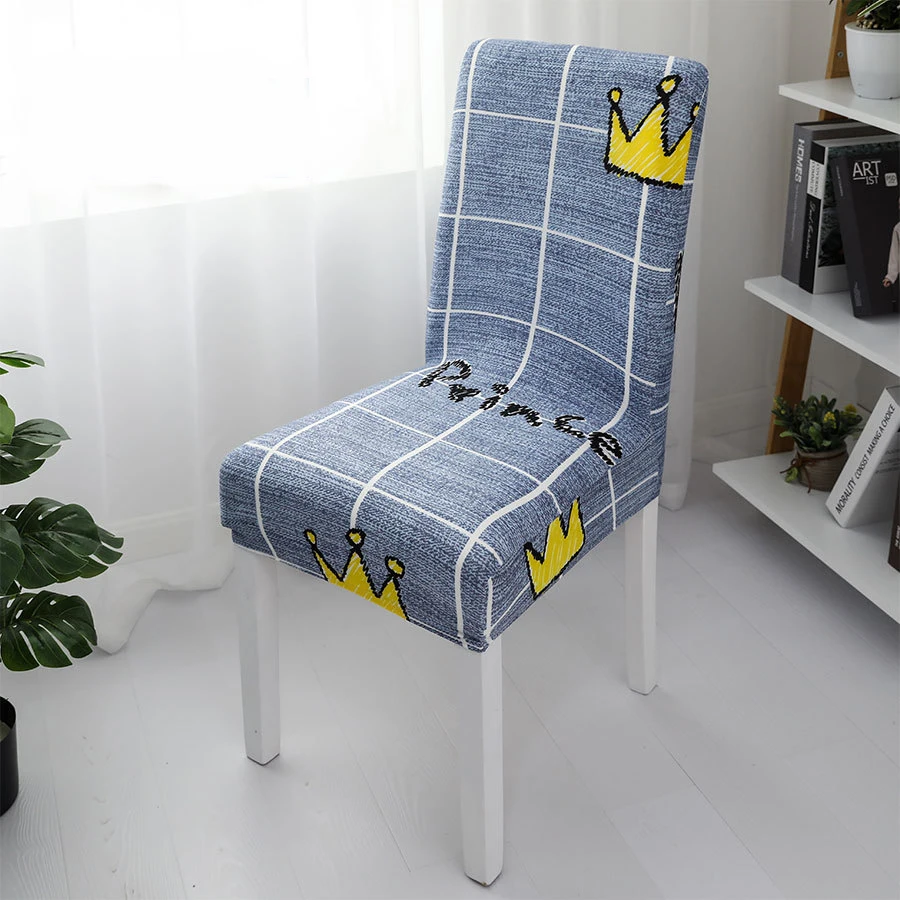 Home Decor Dining Chair Cover Custom Welcome High Elastic Universal Size Cartoon Printed Half Fitted Chair Cover