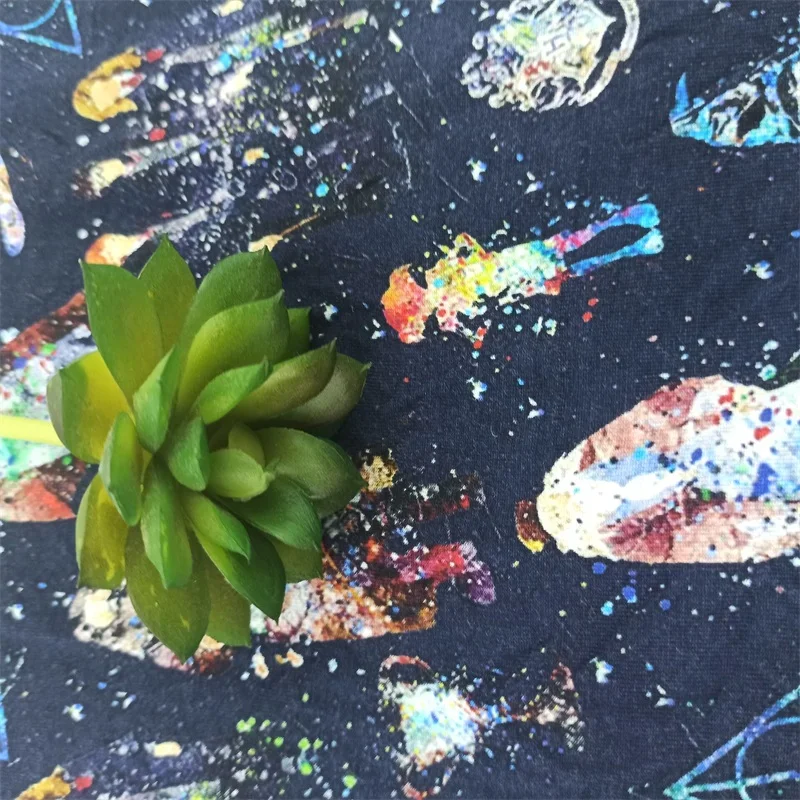 Digital Printing Textile Fabrics Wholesale No Moq Design Your Pattern Bamboo Jersey Fiber Fabric