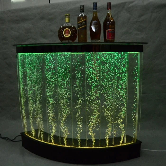 Foshan commercial acrylic night club water bubble wall led bar table dj counter design