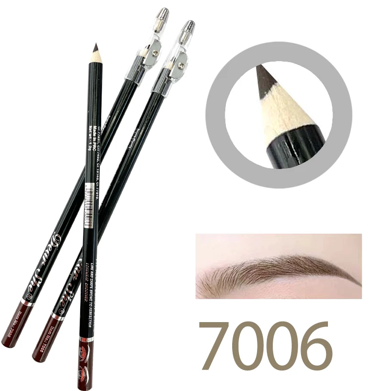 New Design Wholesale High Pigment Cosmetic Permanent Waterproof Eyebrow Pencil With Sharpener Natural Wood Eyebrow Pencil