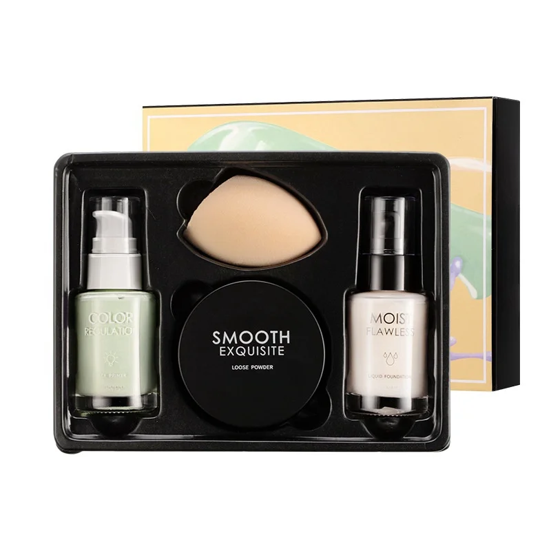 Newest Popular Cosmetics Sets Foundation Face Primer Loose Powder Set Waterproof Long-lasting Makeup Private Label