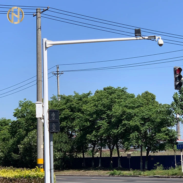 FuTao Traffic Light Pole With Safety Sign Hot Selling 5-15M Single And Double Arm Traffic Camera Steel Pole