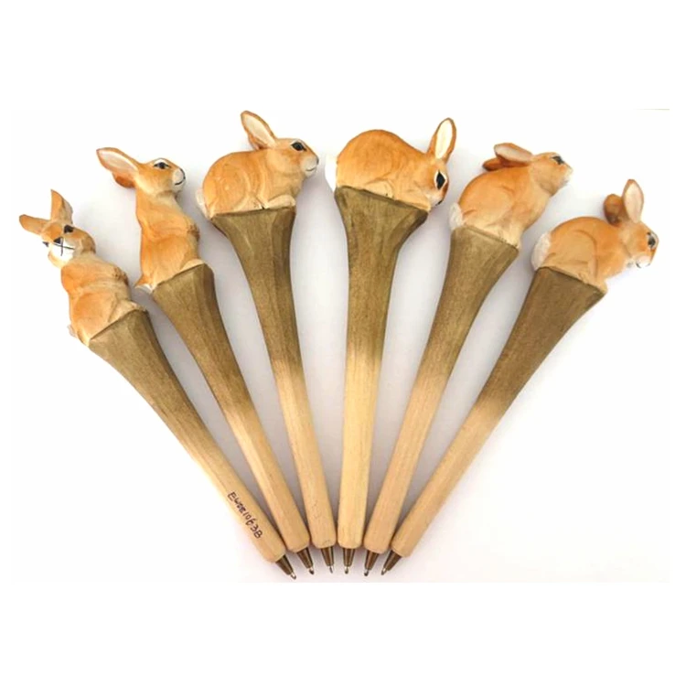 hand carving animal shape wood rabbit pen