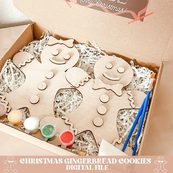 DIY Wood Paint Kit for Kids DIY  Child Christmas Paint Kit Gingerbread Art Kit DIY activity for Children