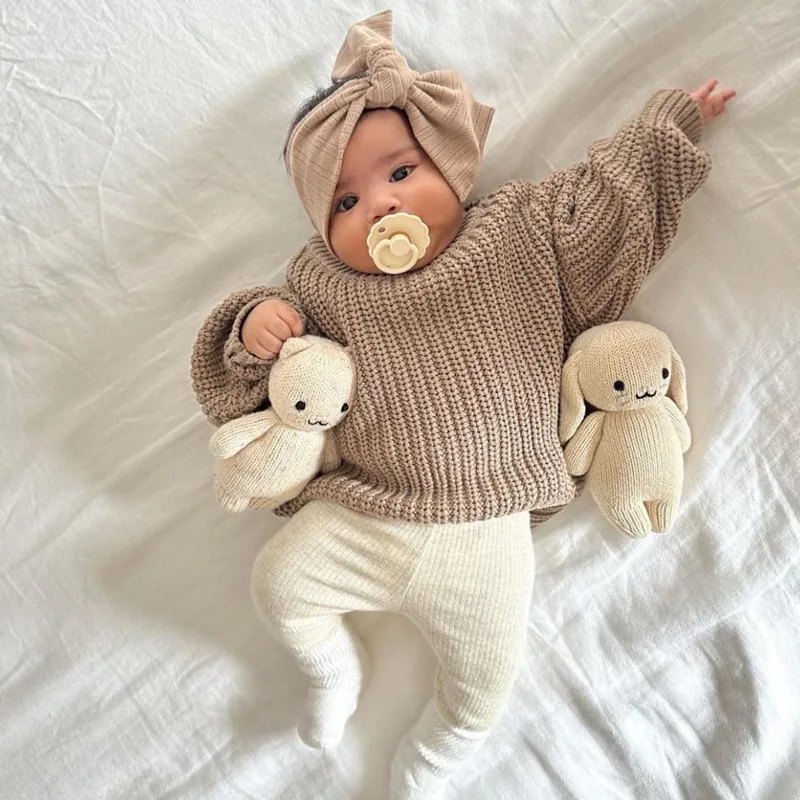 2024 Cute Girl Boy Baby Jumper Toddler High Quality Knit Sweater Chunky Knitted Oversize Sweater For Children