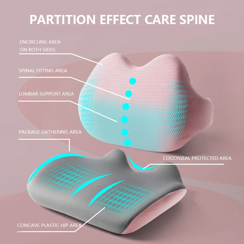 SUREWALHOME Lumbar Support pillow Cushion Corrective Cushion for Long Sitting Ergonomic Back Support for Lower Back Pain