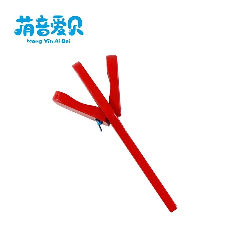 
Wholesale musical instruments Hand Percussion wooden red handle castanets for kids 