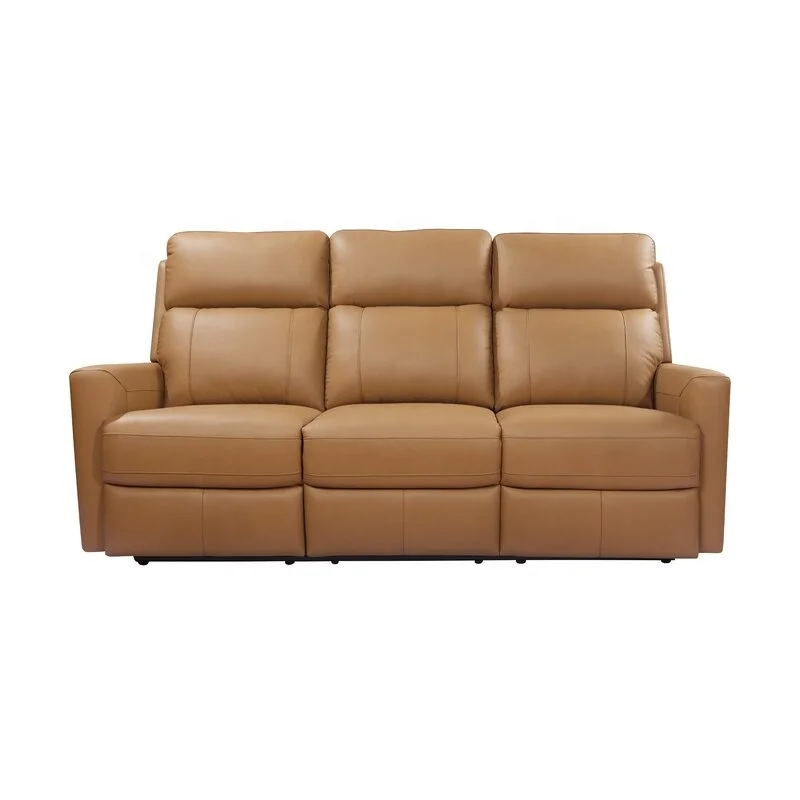 GEEKSOFA Factory Direct Genuine Leather Square Arm Reclining Sofa Good Quality Furniture Sofa With USB Charging For Living Room