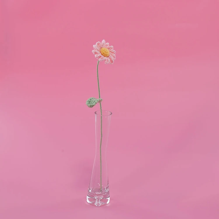 D055 Hot Sale Wedding Home Decoration Artificial Flowers Knitted Handmade Crocheted Daisy Bouquet Flowers for Birthday Gift