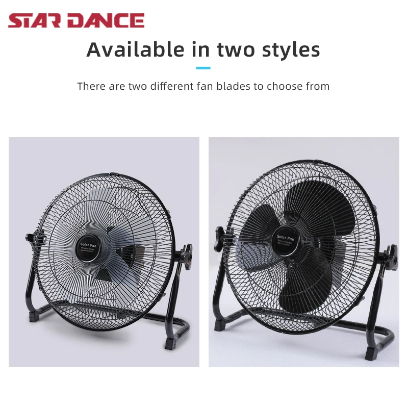 15W High Quality Rechargeable aluminum Adjustable Solar Panel Fan Dc 16 12 Inch Solar Standing Rechargeable Table Fan With Solar