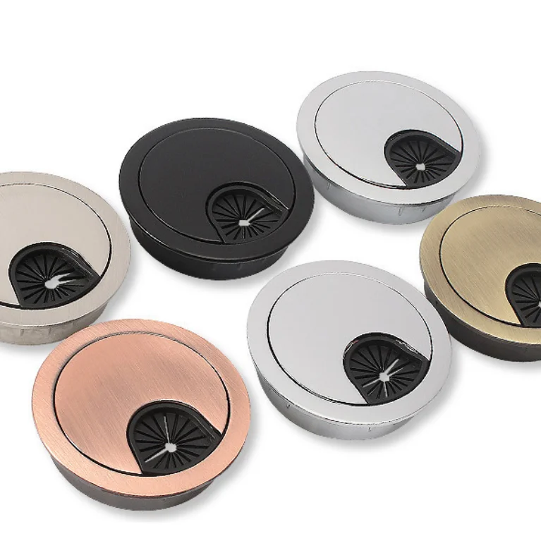 50mm 60mm 80mm Diameter Zinc Alloy Office Desk Cord Grommets Table Round Cable Hole Cover Power Grommet Box