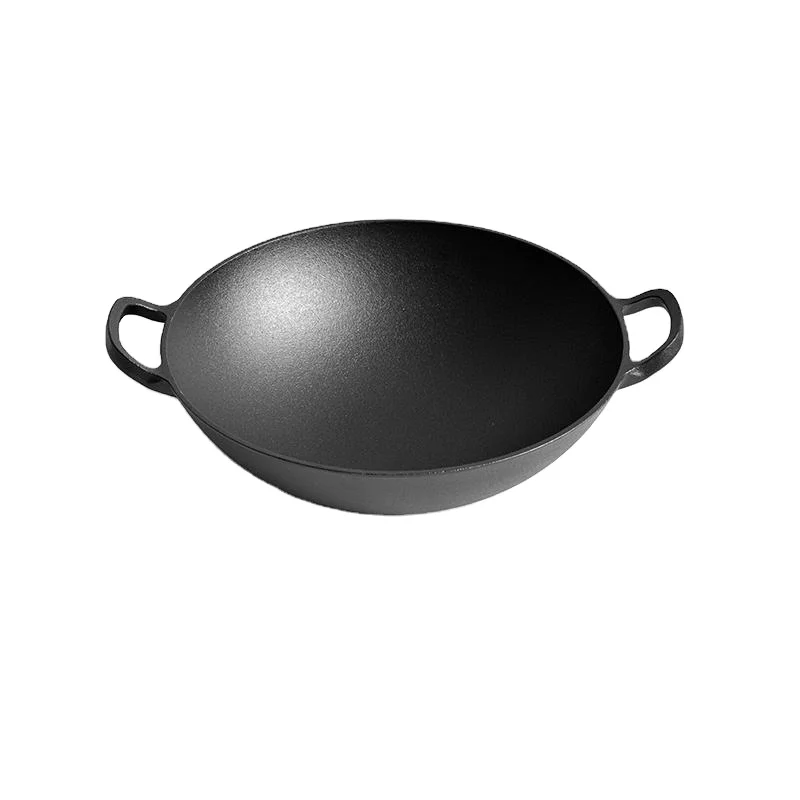 10in Pre-seasoned Cast Iron Wok with Handle for Deep Frying, Stir-frying, Grilling, Steaming