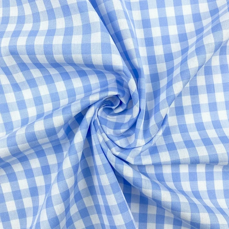 Hot sale popular wocen 100% cotton white blue plaid check yarn dyed gingham shirting uniform fabric