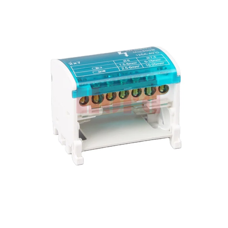 207,211,215,407,411,415 din rail mounted 125A electric bus bar power distribution terminal block