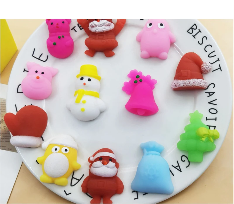 Christmas Stress Relief Mini Cute Kawaii TPR Soft Mochi Squishy Animals Squishy Fidget Toys For Kids