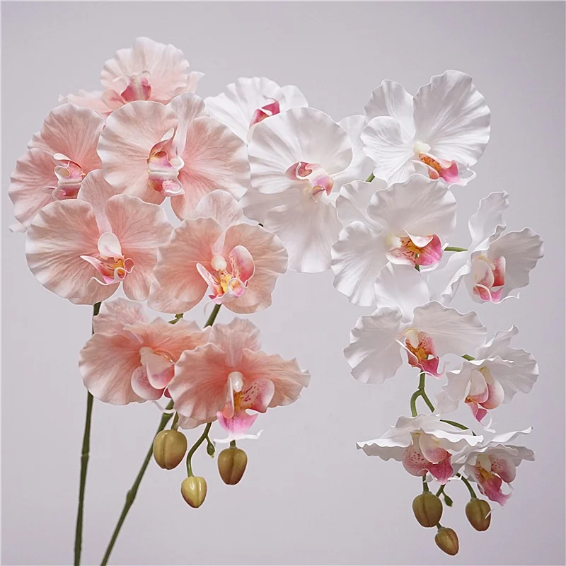 Hot Sales 38 inches 9 Heads Phalaenopsis Butterfly Flower Orchids Artificial Flowers Real Touch for Home Decor