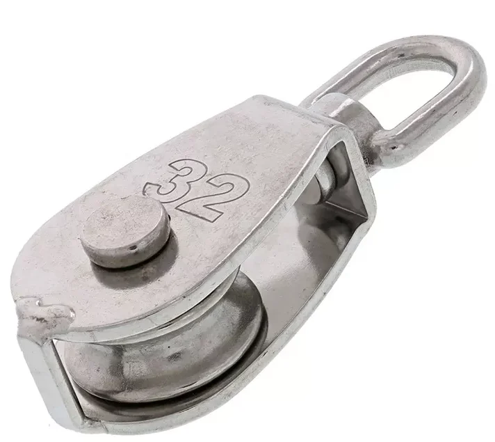 Stainless Steel Wire Rope Crane Pulley Block Lifting Crane Swivel Hook Pulley Single Sheave Swivel Eye