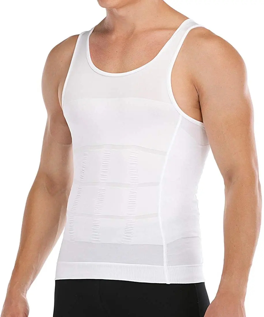  Mens Compression Body Shaper Workout Top Slimming Shapewear Shirt Abdomen